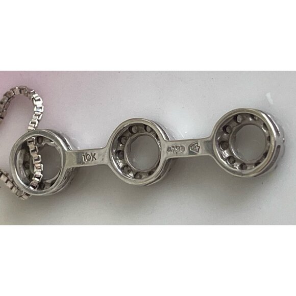 10K White Gold Pendant 3 Circles sterling chain - Picture 15 of 16